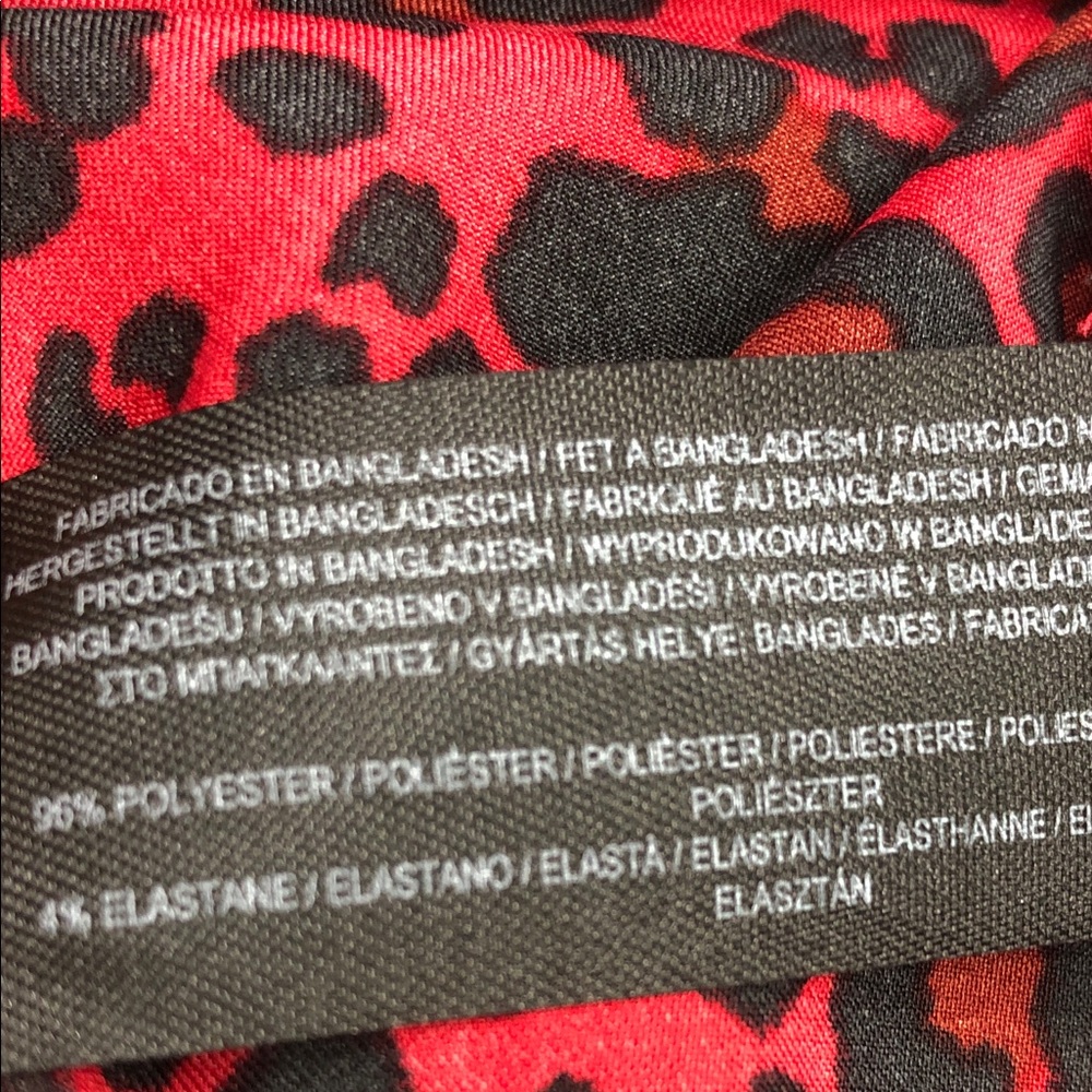 Primark Red & Black Leopard Print Satin Pajama Set | Top L, Pants M - Picture 14 of 14